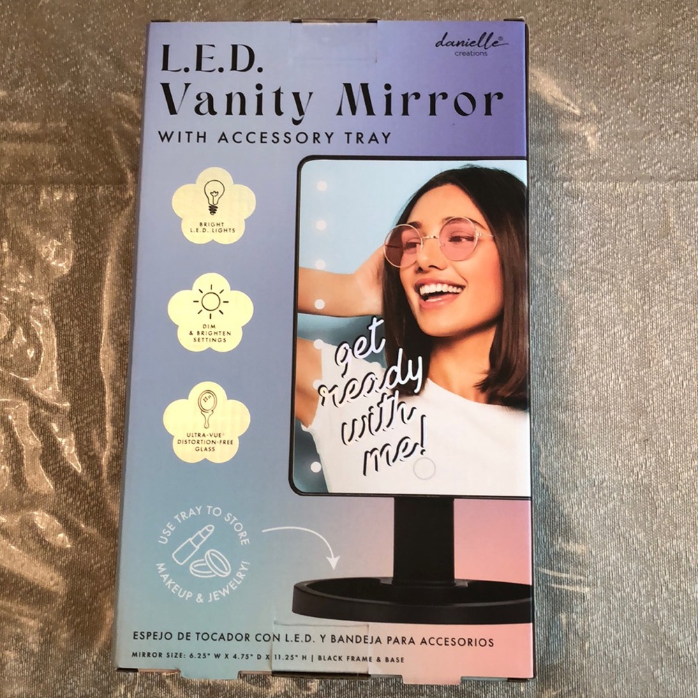 DANIELLE CREATIONS, L.E.D Vanity Mirror with Accessory Tray